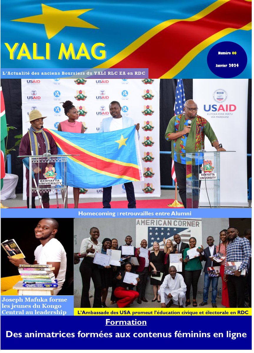 Retrouvez la première édition de notre magazine consacrée aux activités du chapitre YALI en RDC. Téléchargez ici : yali.cd/yalimagcd01024… @YALIRLCEA <a href="/USAIDEducation/">USAID Education</a> <a href="/UNFPARDC/">UNFPA-RDC</a> <a href="/PNUDRDC/">PNUD RDC</a> <a href="/YALINetwork/">YALI Network</a> <a href="/yalinews/">YALI News</a>