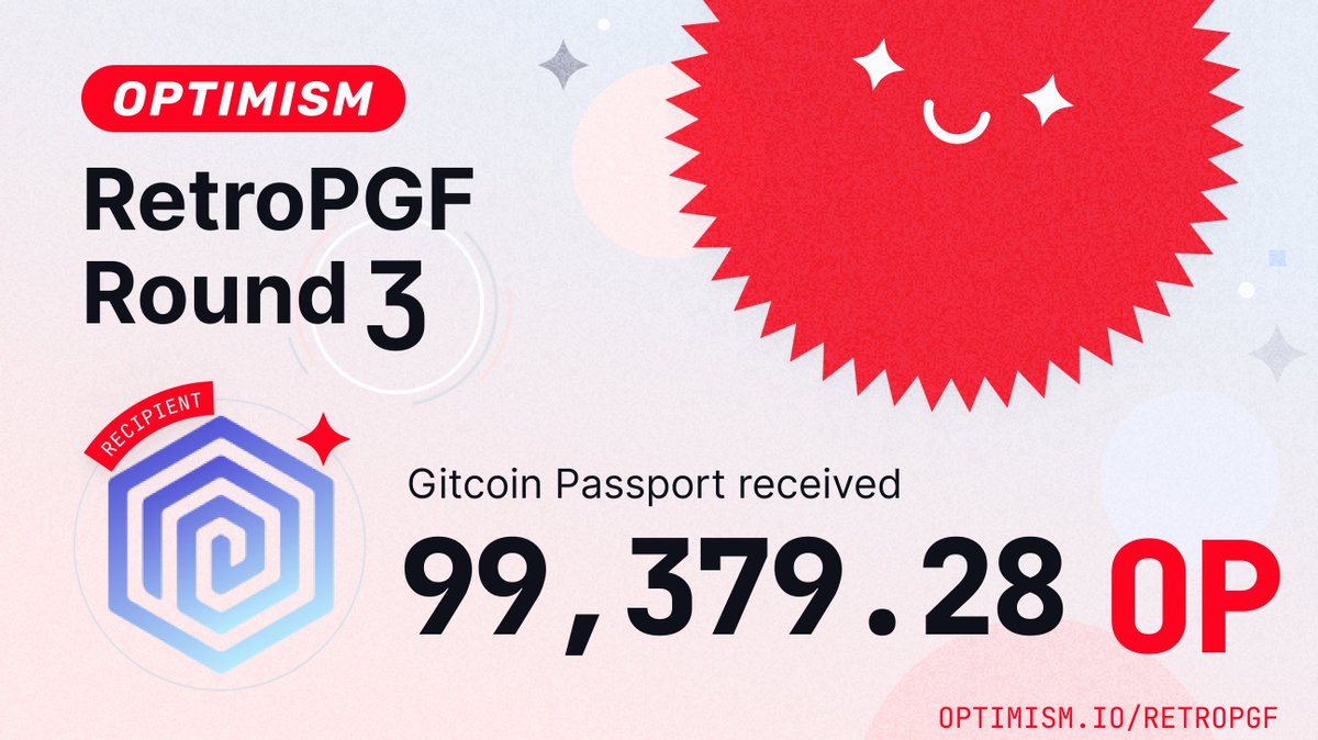 HumnPassport's tweet image. Congratulations to all the projects in @Optimism&apos;s #RPGF3! 🔴

We are so grateful for the funds Gitcoin Passport received in this round! 🤝 Thank you for the partnership and commitment to sustaining identity &amp;amp; Sybil defense web3 solutions 🛡️