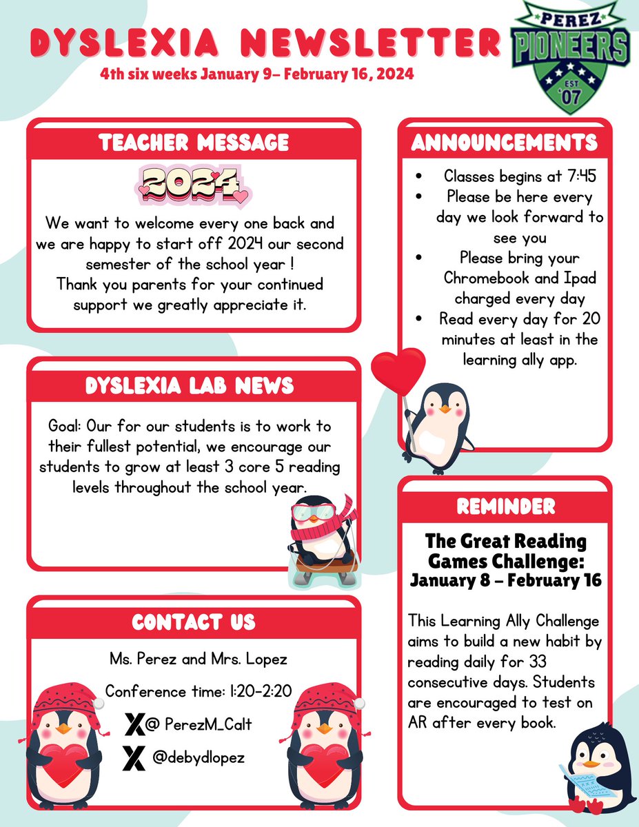 4th Six Weeks Dyslexia Newsletter @perezpioneers @PerezM_CALT @salflores10