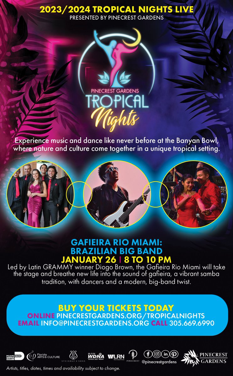 Brazilian Big Band - Gafieira Rio Miami - in Concert at Pinecrest Garden's Tropical Nights Live Series on January 26, 2024.
#JazzBluesFlorida , #FloridaJazz , #JazzMusicFlorida , #FloridaConcerts , 
jazz-bluesflorida.blogspot.com/2024/01/brazil…