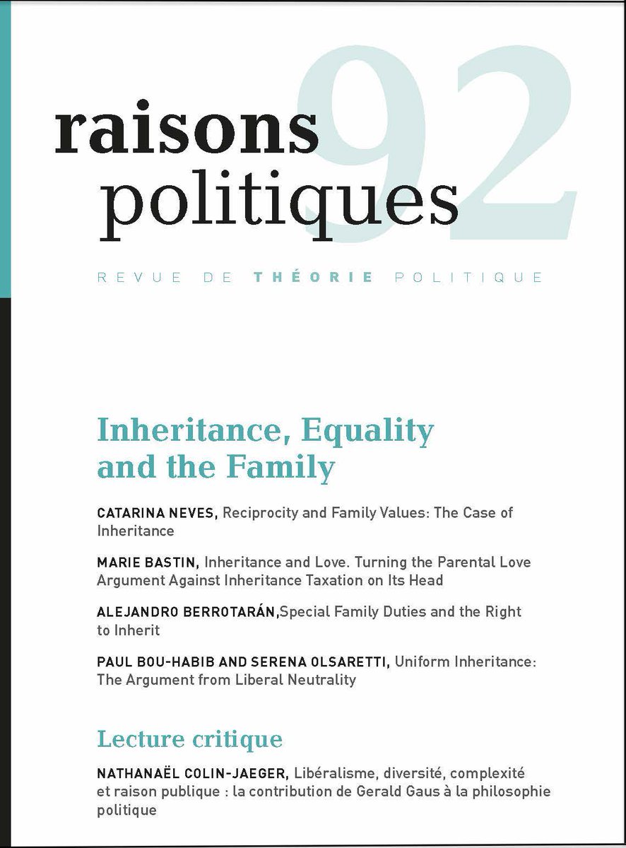 📣 New issue of @RaisonsPo, in English! 'Inheritance, Equality and the Family' Edited by Marie Bastin and @AxelGosseries ➡️Available on @Cairninfo: cairn.info/revue-raisons-…