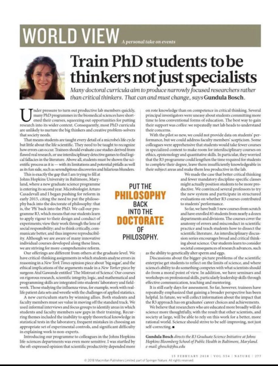 Train PhD students to be thinkers not just specialists.