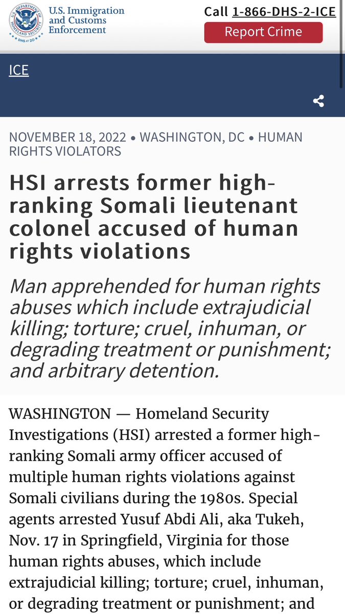 More details here

USA arrests colonel Tuke

A mass murderer cosplaying as a refugee. The USA government must deal with criminal gangs of Somalia.

#SetSomalilandFree
#55thAfricanState
#RespectTheMoU
