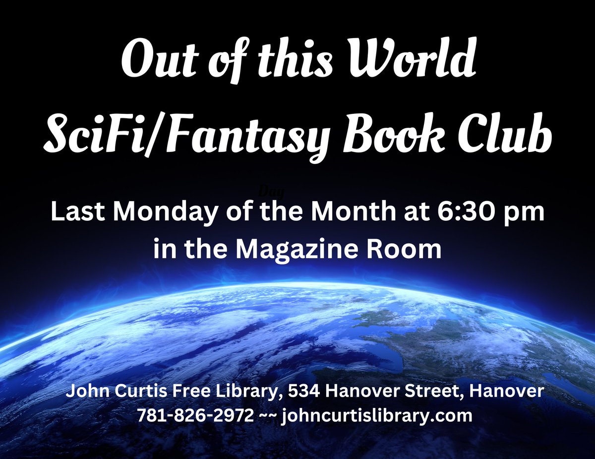 NEXT MONDAY NIGHT AT 6:30 PM!!  Join us for the Out of This World Science Fiction / Fantasy Book Club!  We meet on the last Monday of the month.

The title for January is Witchmark by C.L. Polk.

#Witchmark #CLPolk #JohnCurtisFreeLibrary