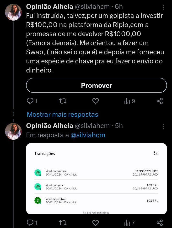 silviahcm's tweet photo. A chave é está
0xd9842592d25197fb085ca8deb8ffde41c3486cc7
Quem entende do assunto, poderia me dizer se era um golpe realmente e onde meu dinheiro iria parar? Ou será que realmente eles conseguiriam fazer essa mágica de transformar 100 em 100 em tão pouco tempo. Ajuda ai https://t.co/Mx5jm4aAaX
