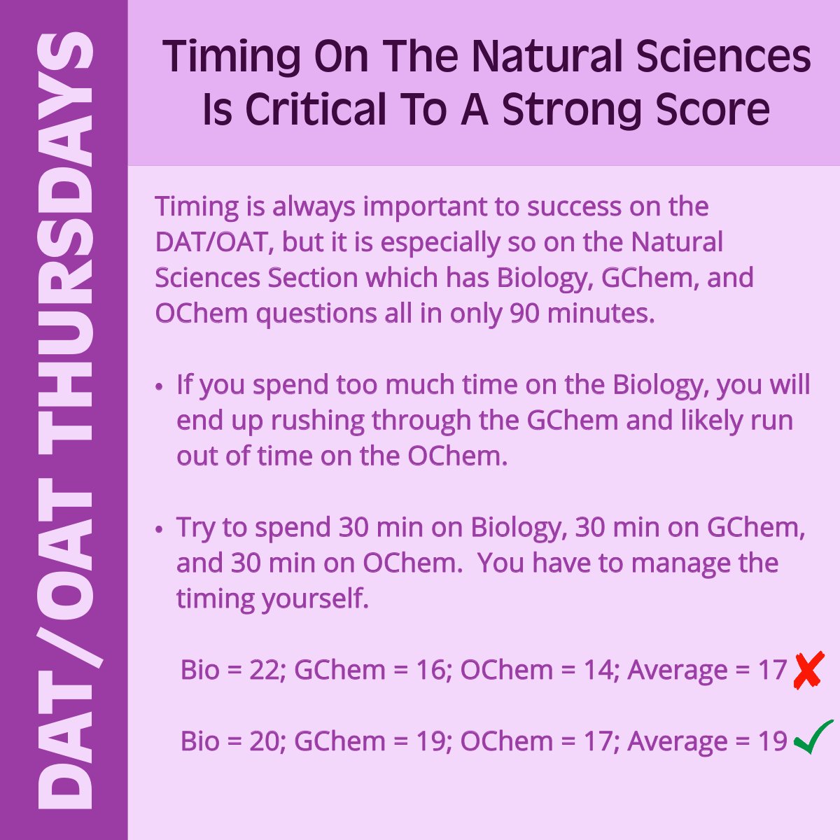 IcosaPrep's tweet image. DAT/OAT Tips every Thursday...  You have to decide your own pace through the Natural Sciences, so balance your time spent to maximize your average score! #dat #datprep #oat #oatprep #testprep
