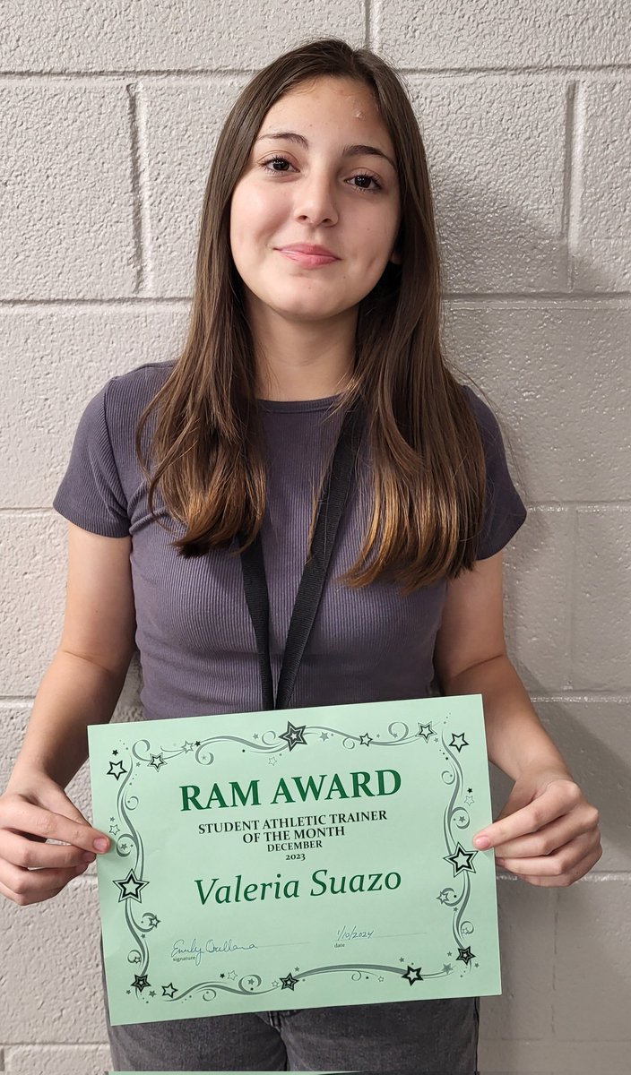 MCSportsMed's tweet photo. Congratulations and a big thanks to Valeria Suazo, our December Student Trainer of the Month! Valeria has been doing a great job working with our boys' soccer team. @MCHSAthleticDep @MCHS_Rams @MaydeSoccer https://t.co/fM3cpnrh5E