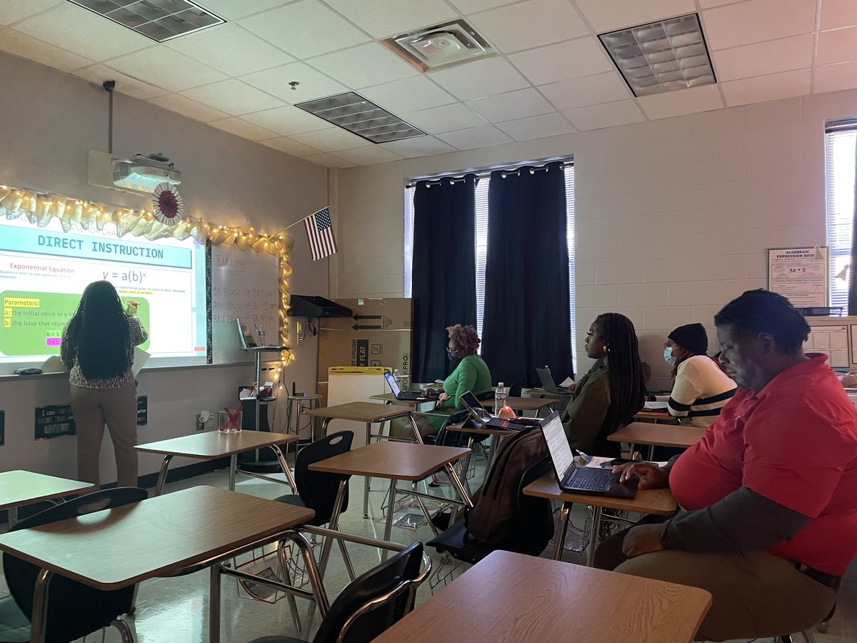 We are back at it with Perfect Practice in Algebra 1 PLC! Ms. Moore is practicing the direct instruction portion of the lesson that will be delivered next Wednesday. Super proud of the work from this PLC! 🔥@Banneker_HS @PrincipalGolden @CherisseCamp @MathCoachSims