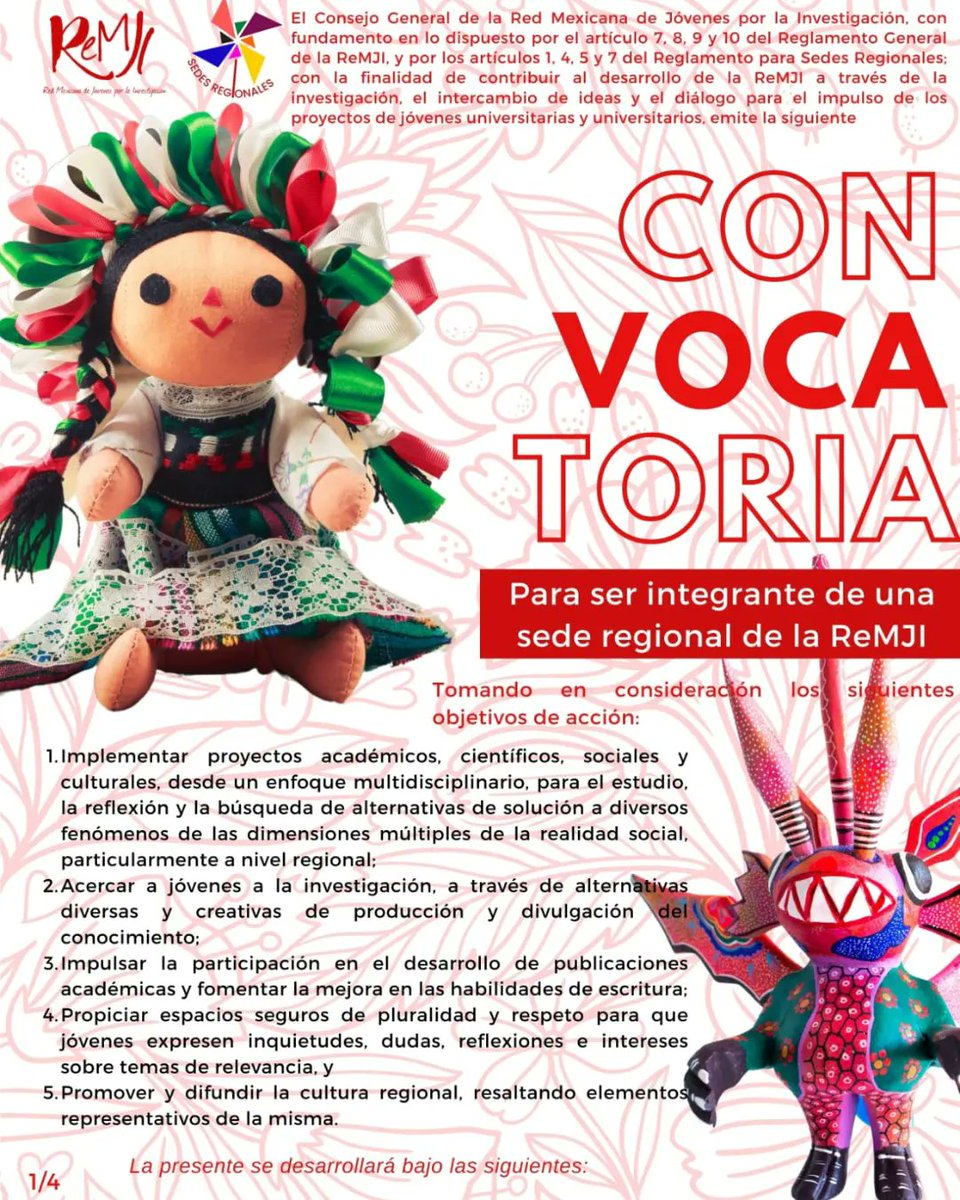 ReMJI_mx's tweet photo. La Red Mexicana de Jóvenes por la Investigación lanza su convocatoria anual para integrar sedes regionales.

Puedes consultar los detalles en el siguiente enlace: 
https://t.co/QUof9lptis https://t.co/P31GpdiU2M