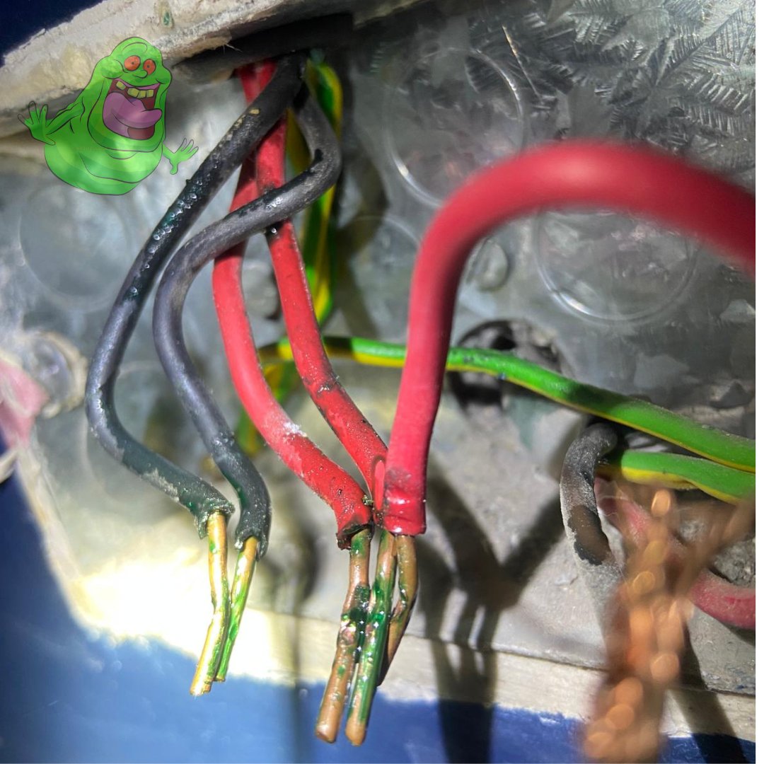 ArtElectrics's tweet image. We went to a job this week and it seems like Slimer has been getting to the wires now too! 😂 I think we know who to call... 👀  #Ghostbusters #electricalproblems #wiretroubles #slimer #whoyougonnacall #electricians #artisanelectrics