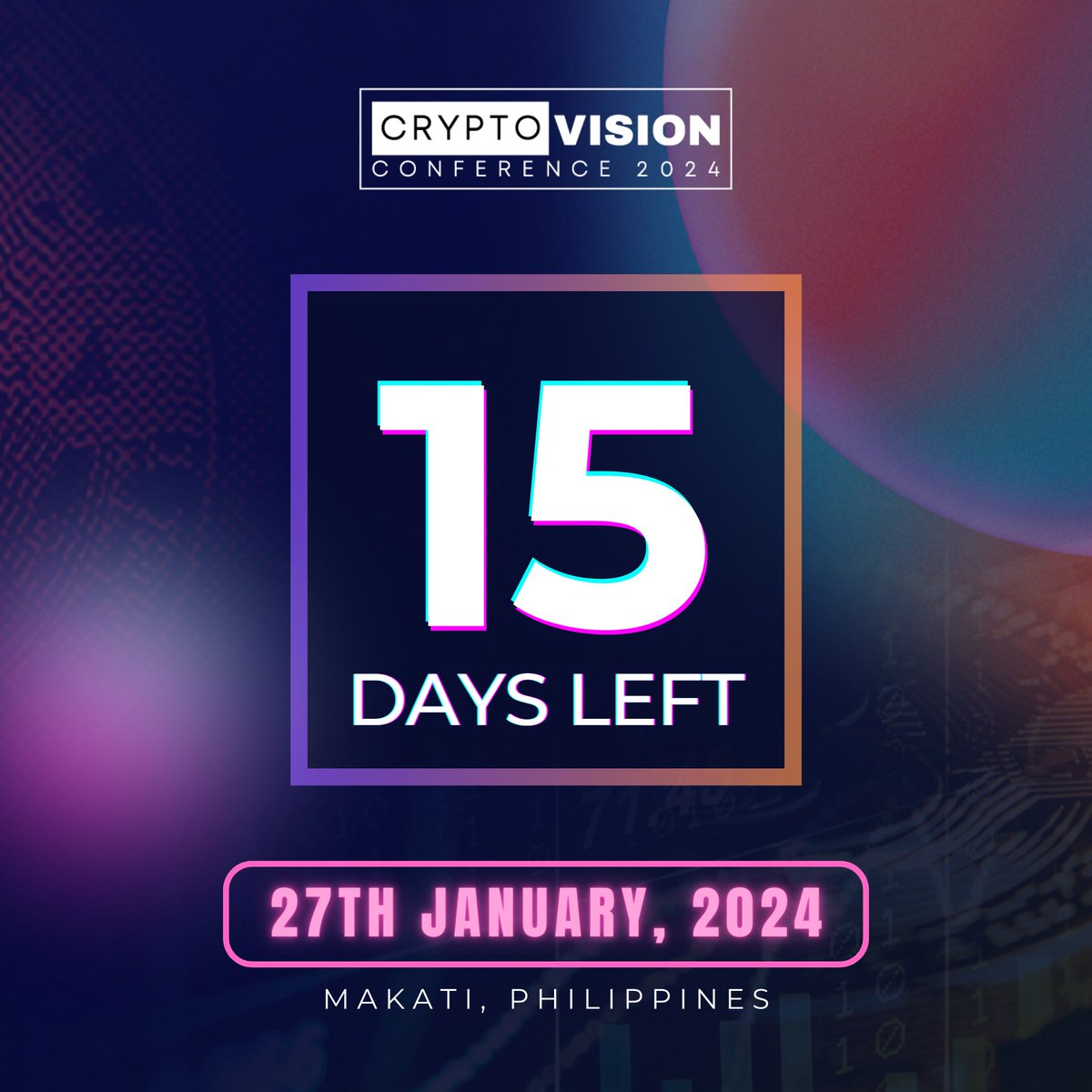 museigen_io's tweet photo. Only 15 days left until #CVCPH2024 takes off!

The countdown is on!

Have you secured your seats already?

Secure your spot now at https://t.co/ECj5Uf6sKf and prepare to be part of something groundbreaking.

#CryptoVisionPH #CVCPH2024 #CryptoVisionConference2024 #MuseigenIO https://t.co/DQuM62rQEr