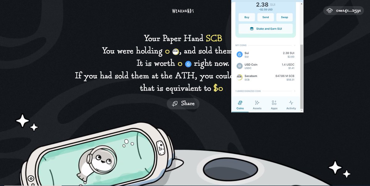 pixelypepe's tweet photo. Here comes another diamond hand, could also use some more $SCB 🐟 😛
0xe141c9952b2f17d199008f5a3284764adf5fba41f2d9ea067554a41fdb032591

$SCB @sacabamfun #sacabam #weakhand $SUI https://t.co/bfQkChwzaY
