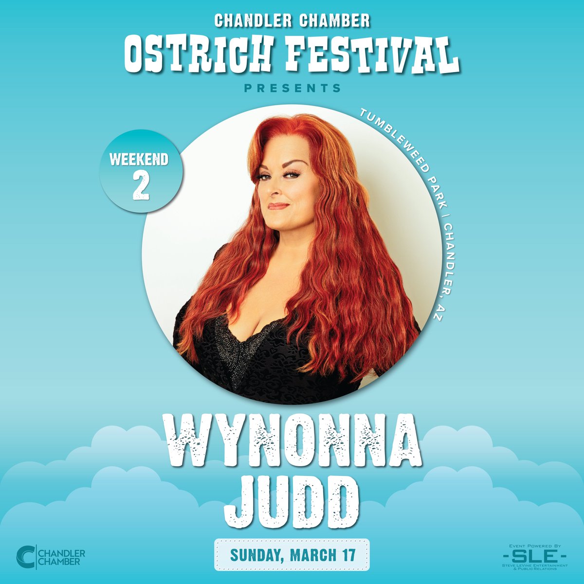 The 34th Annual Chandler Chamber Ostrich Festival announces Multi-platinum, Grammy Award-winning country singer Wynonna Judd to headline the mainstage on Sunday, March 17. Tickets are on sale now at OstrichFestival.com.