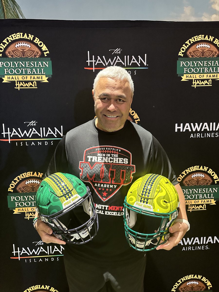 jessesapolu's tweet photo. @polynesiabowl 2024 helmets. Our goal is to do things first class because of the culture we represent. https://t.co/kyKvABmTil