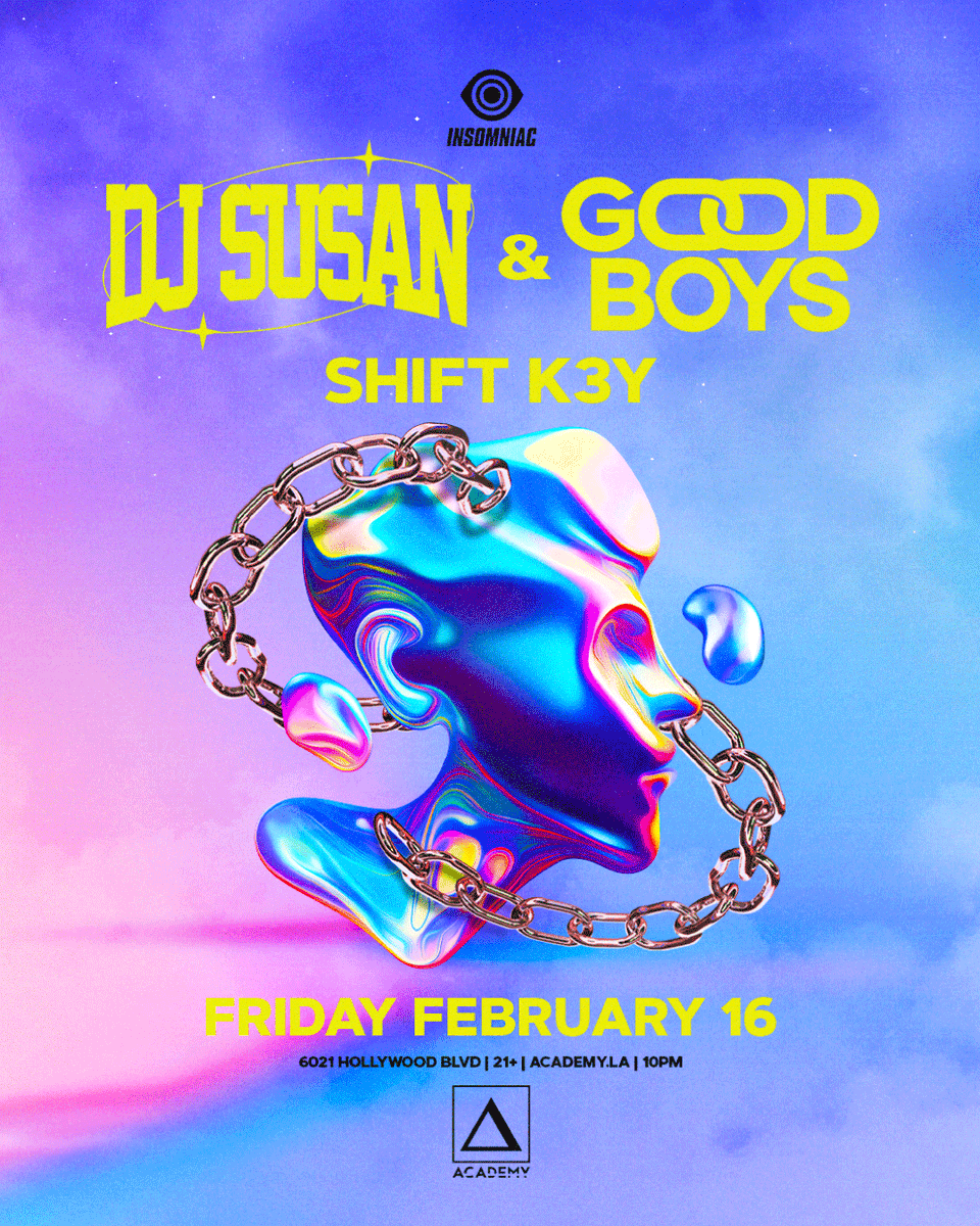 academy__la's tweet photo. Enter house music heaven with @djsusanmusic &amp; @goodboysoff on Friday, 2/16! 🤝🏼 Special guest @shiftk3y joins them to round out an exceptionally talented lineup of groove authorities at #AcademyLA 🔥

Limited Early Bird $10 tickets are on sale NOW! 🔗 https://t.co/kfWQIg9vKV https://t.co/n1eyhWPTll