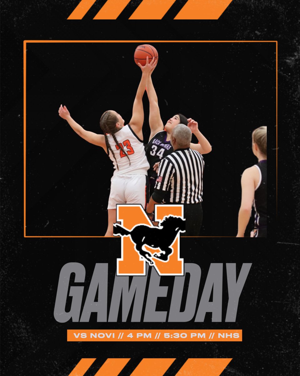 nvillehoops's tweet photo. NHS Main Gym today at 4pm & 5:30pm! Come support the Freshman & JV teams as we take on NOVI!! #GoMustangs #Rivalry #BeatNovi https://t.co/ArL0Jsqzwn