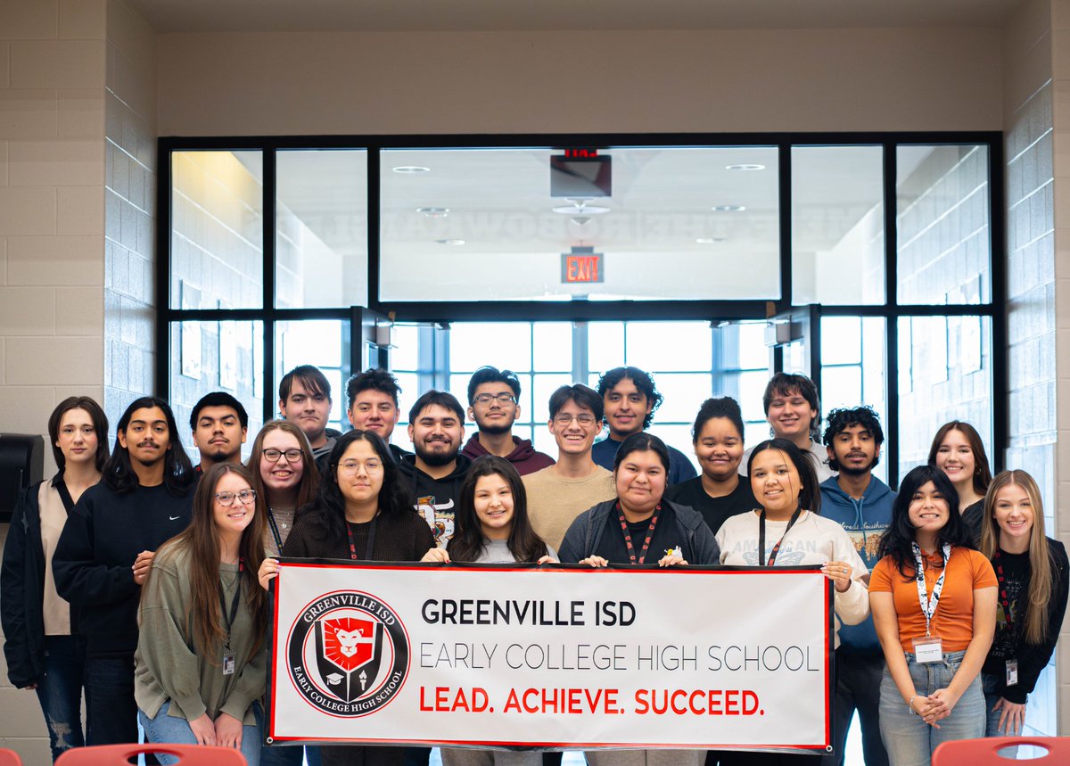 GreenvilleISD's tweet photo. The 𝗘𝗮𝗿𝗹𝘆 𝗖𝗼𝗹𝗹𝗲𝗴𝗲 𝗛𝗶𝗴𝗵 𝗦𝗰𝗵𝗼𝗼𝗹 (𝗘𝗖𝗛𝗦) 𝗖𝗹𝗮𝘀𝘀 𝗼𝗳 𝟮𝟬𝟮𝟰 has been busy filling out college applications, resulting in an impressive list of acceptances to prestigious colleges and universities.

Read more here: https://t.co/MQ1iGKNPUb

#CollegeReady https://t.co/letsN1aXlD