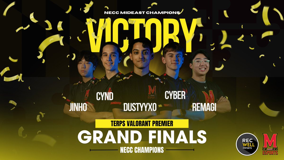 TerpsEsports's tweet image. IT'S COMING HOME! 🏆

We now know our #TerpsVAL premier team are the Fall NECC Champions Mideast CHAMPIONS!!! 🎉🎉

HUGE thanks to the @neccgames staff for working diligently on their verdict!

#GoTerps | @UMDRecWell