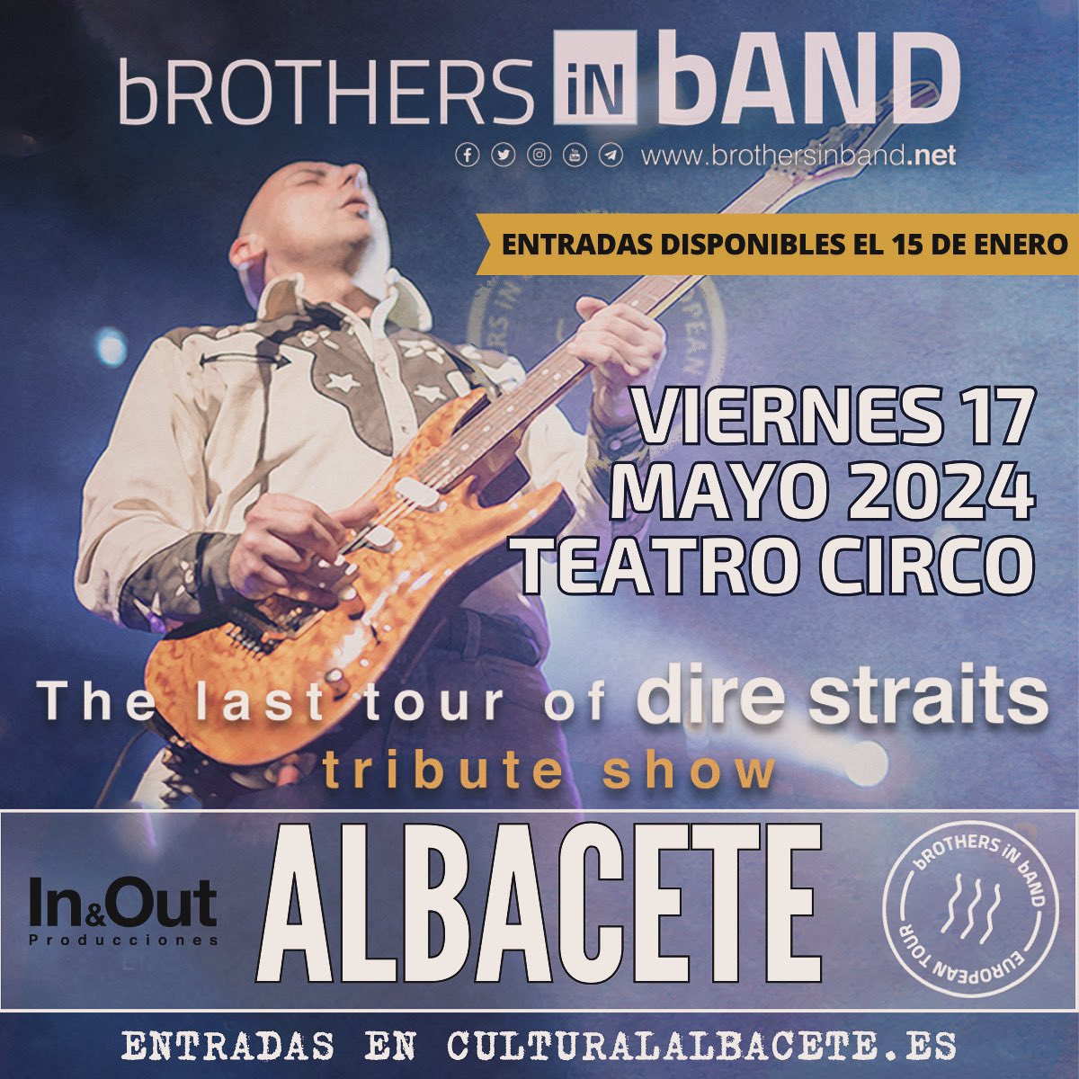 bROTHERSiNbAND2's tweet photo. #Albacete :: Regresaremos al @TeatroCircoAB el 17 de Mayo presentando "The Last Tour of dIRE sTRAITS" #muchasganas
🎟️ martes 15 de Enero en https://t.co/4KeN1gwO7c y https://t.co/4ZxEV2rF9H
#brothersinband #europeantour #direstraits #markknopfler @DireStraits77 #tributeshow https://t.co/4cMyzmVUoO