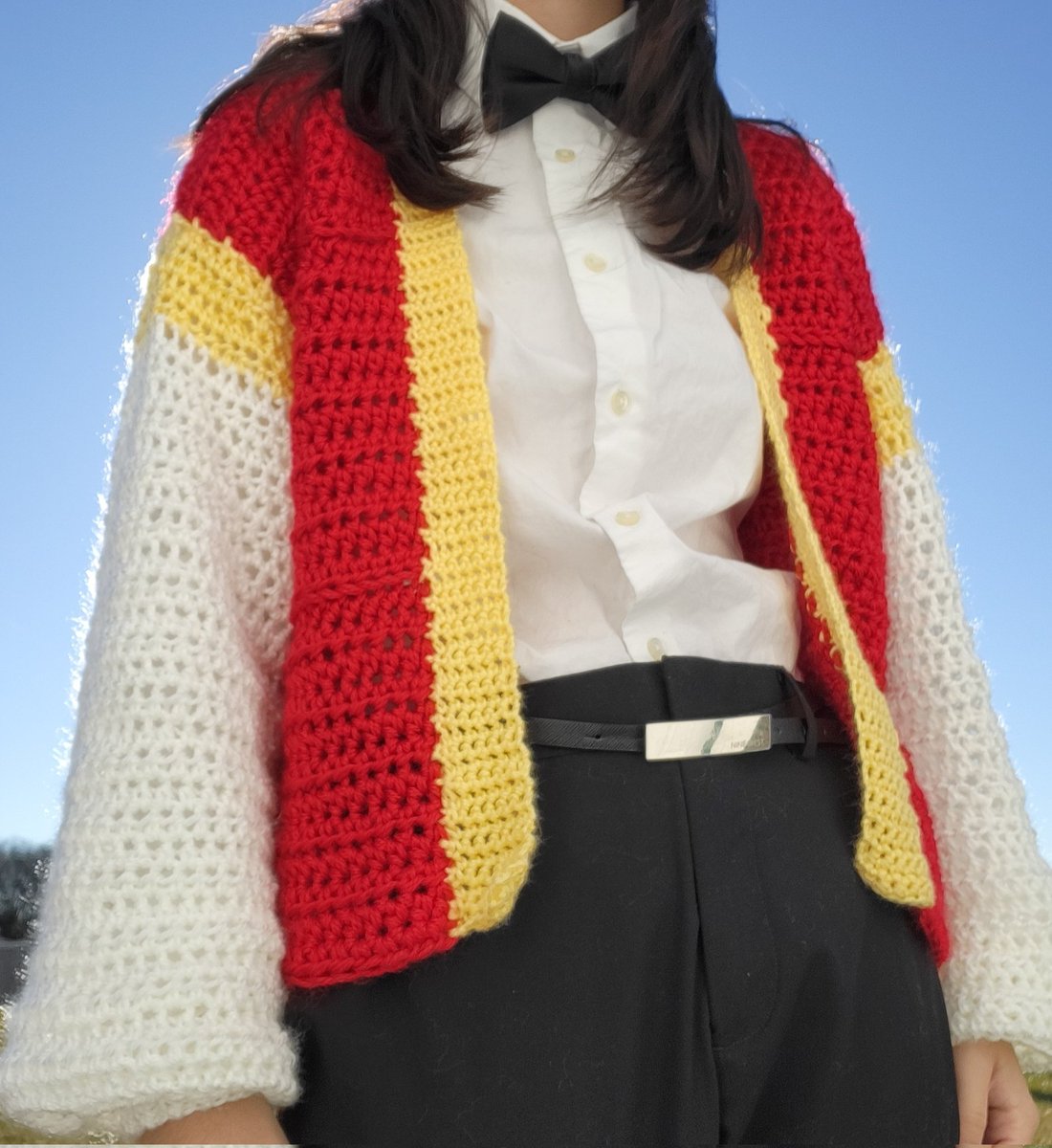 i crocheted a sweater inspired by the movie theater uniform #spookymonth #spookymonthcosplay !!!