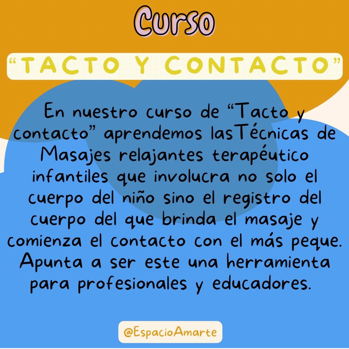 MaleMSanchezG's tweet photo. 1er Curso grupal presencial “Tacto y contacto” 🌈🧸
Técnicas de Masajes relajantes terapéutico infantiles que incluye a las familias dentro de esta es decir el registro del cuerpo del que brinda el masaje, del que comienza el contacto con el más peque. https://t.co/EI4PcddrMS