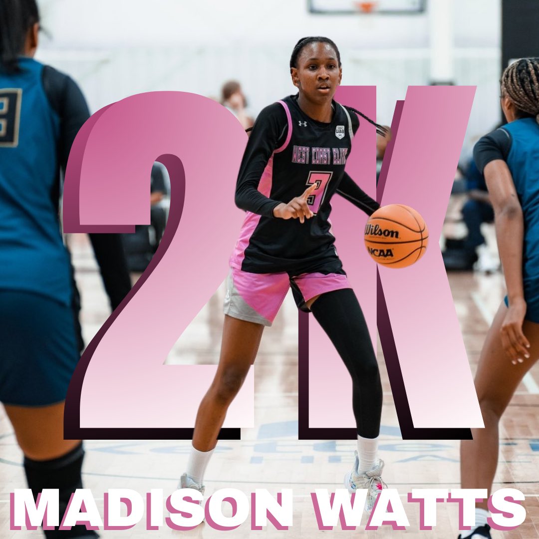 allinuagirls's tweet photo. HUGE congrats to Madison Watts for reaching an astounding 2,000 career points in her high school career. That's impressive stuff right there. One of One!! 🤯🤯

#wce #westcoastelite #ALLIN #2kPoints https://t.co/NbutRrr2km