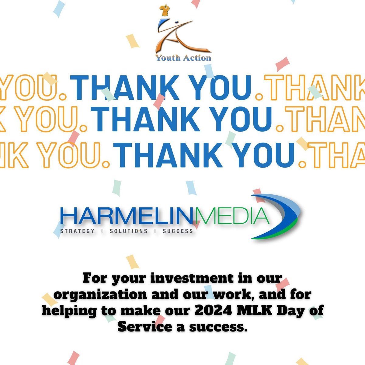It's still #InternationalThankYouDay &amp; we're thanking <a href="/harmelinmedia/">Harmelin Media</a> for their investment in our work &amp; support of our #MLKDay2024 efforts. It's partners like you that make our work possible! 🌟 #Gratitude #Partnership #Teamworkmakesthedreamwork #InspireLeadServe