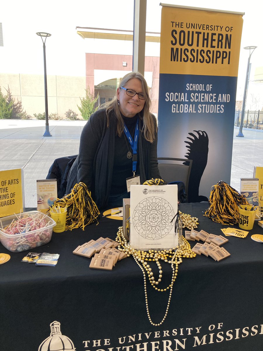 We are all set up and ready to go. Come on by to say hello to Dr. Gecewicz and learn more about TESOL at USM! #amtesol2024 #usmmatl #tesolcertificate