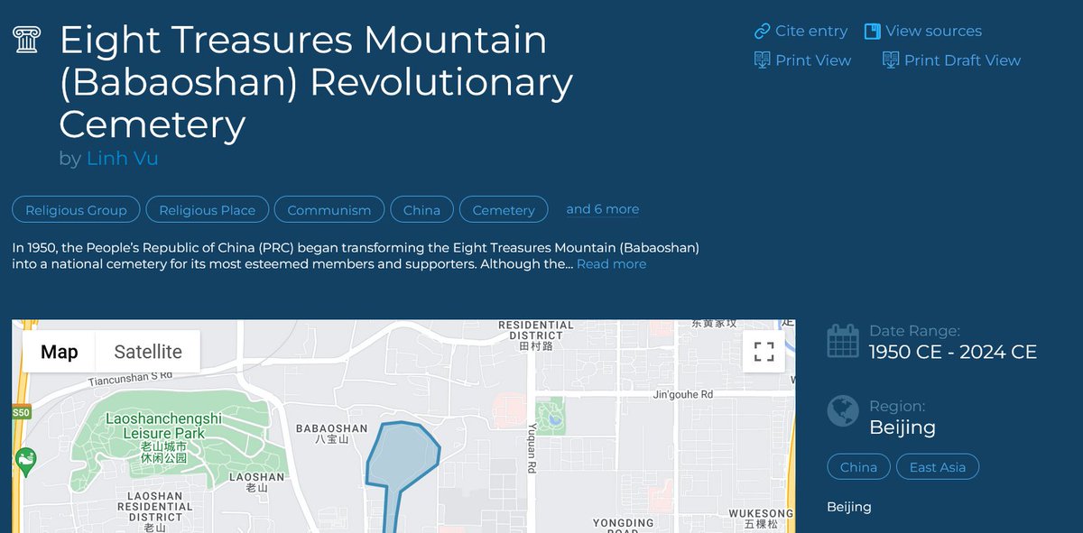 mattjhamm's tweet image. Get a fascinating glimpse of how national memory is shaped in the PRC with this excellent new entry on the Babaoshan cemetery by Linh Vu! @ReligionHistory 

religiondatabase.org/browse/1743