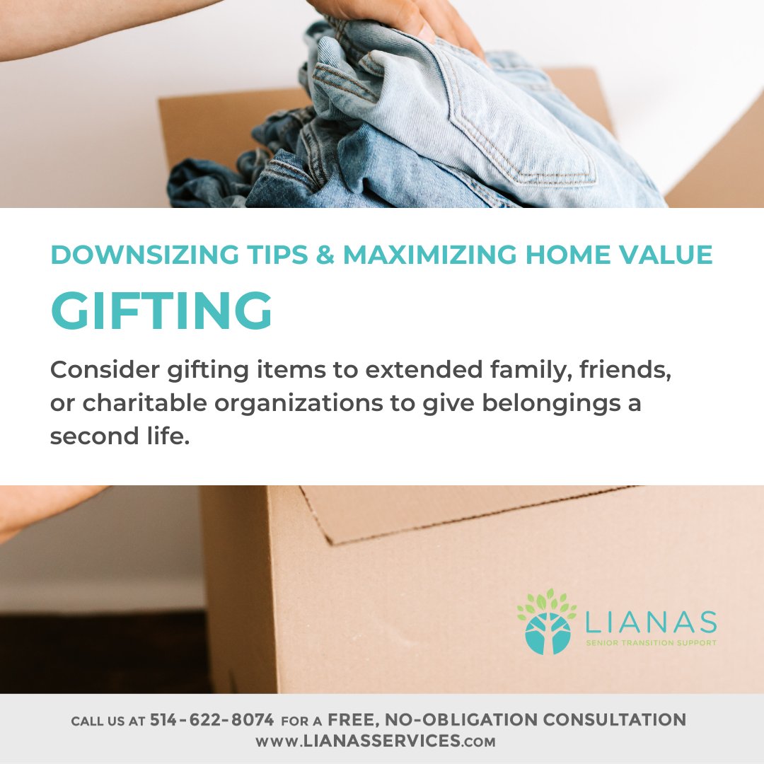 Downsizing tips & maximizing home value: Gifting

#helpingmomsanddads #retirementhomes #seniorsupport #seniorsresidences #seniortransition #homesale #downsizing