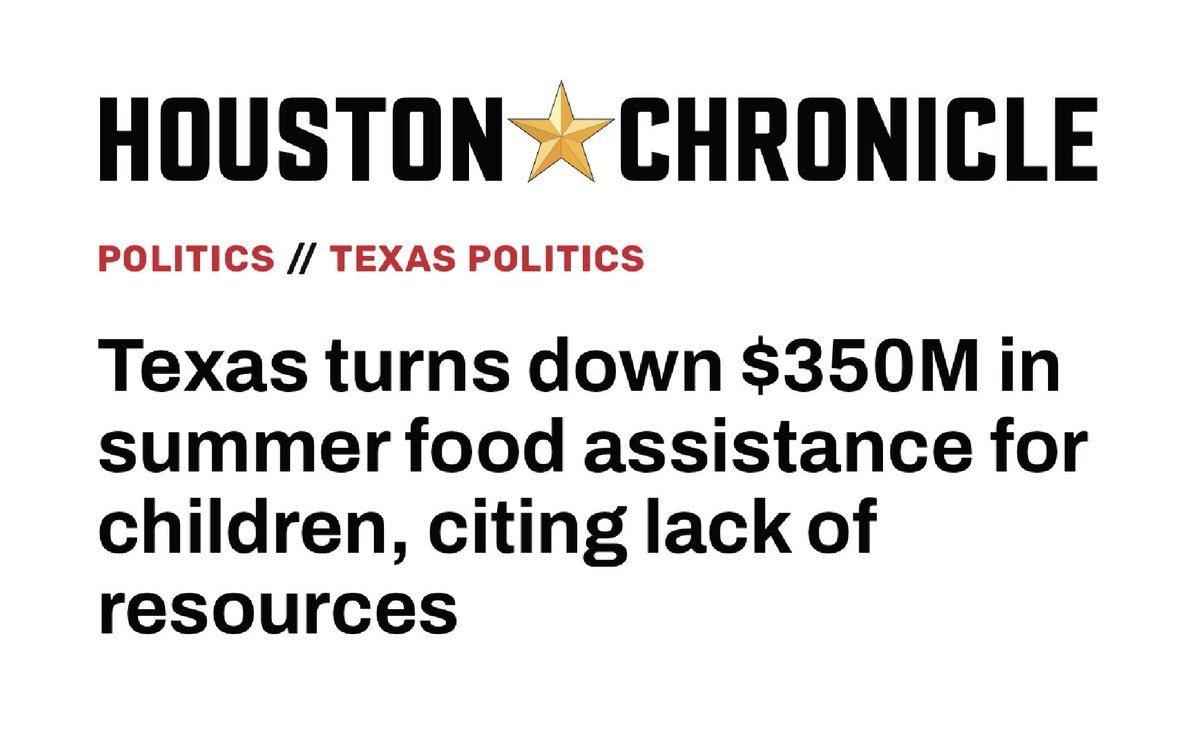 .@GovAbbott just turned down $350 million in federal funding to help feed hungry Texas kids. With inflation & long delays for SNAP benefits, it’s criminal that we would turn down money to help solve this crisis. The Governor needs to stop playing politics with our kids’ lives.