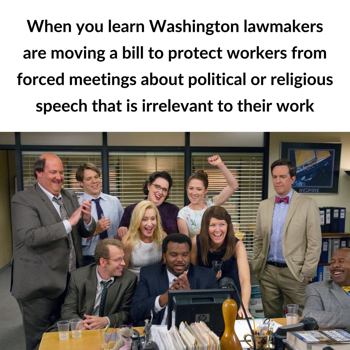 SEIU925's tweet photo. We can’t rely on bad bosses to do the right thing. It’s time for #WAleg to #EmpowerWorkers and ban captive audience meetings. #SB5778 #HB1940 https://t.co/lCPRs8HoiH