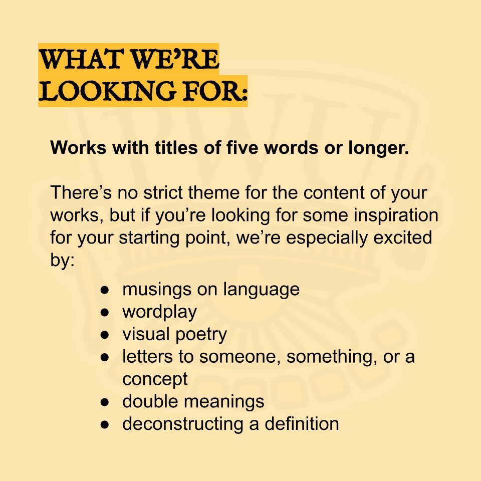 PWritersU's tweet photo. IT’S NOT TOO LATE!

The deadline to submit to our anthology, LONG-WINDED, is extended extended until the end of January!

We’re especially looking for artists to submit in this last period, and we accept previously published work!

Submit your work HERE: https://t.co/MNAGcMoRJG https://t.co/JuBfHZu0D2