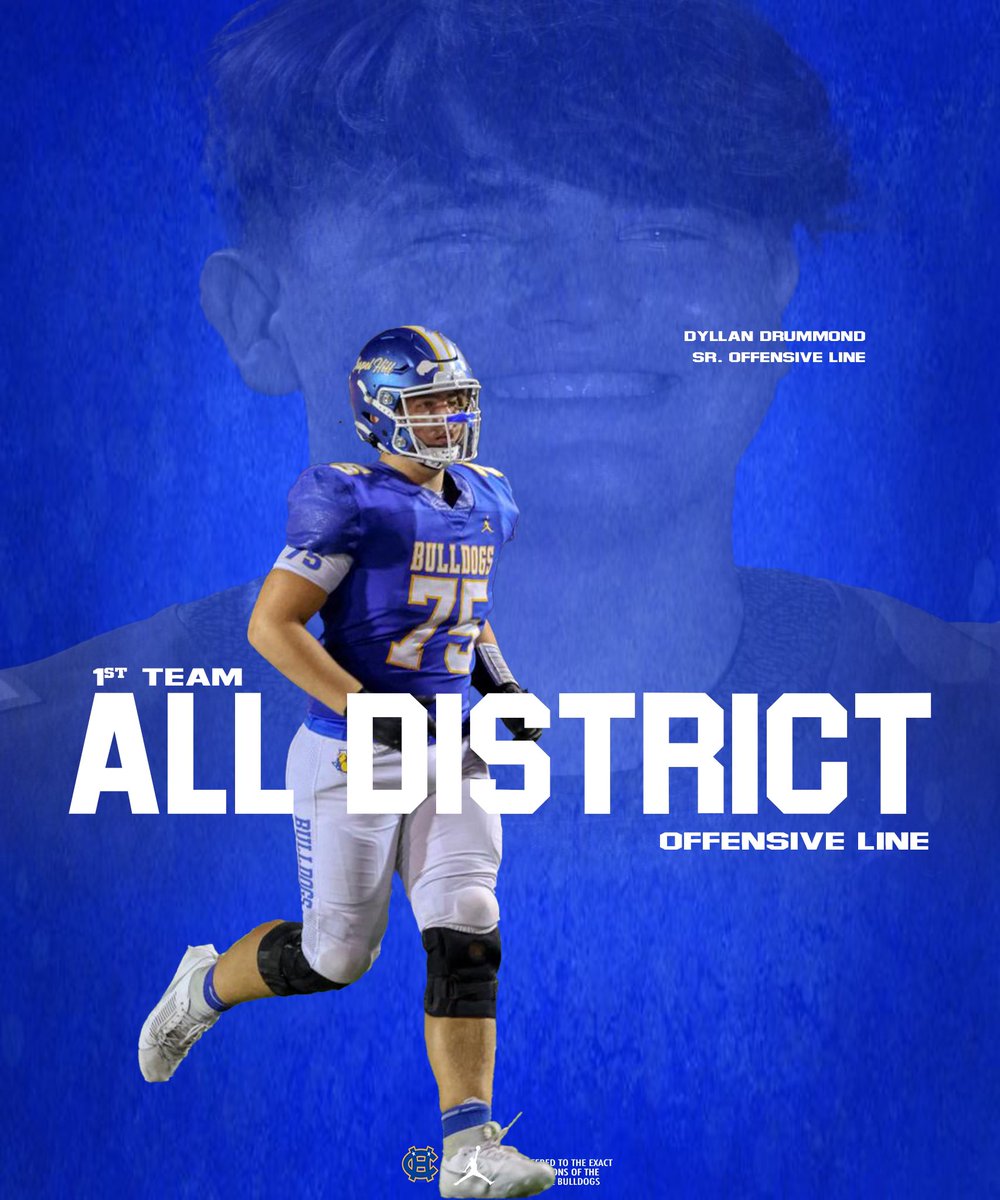 ChapelHillFB's tweet photo. Congratulations to C/O 24 OL Dyllan Drummond @drummond_dyllan on getting named District 9-4A 1st Team All District Offensive Line! #WeGotDogs #RecruitCH https://t.co/AWgs9r7MNQ