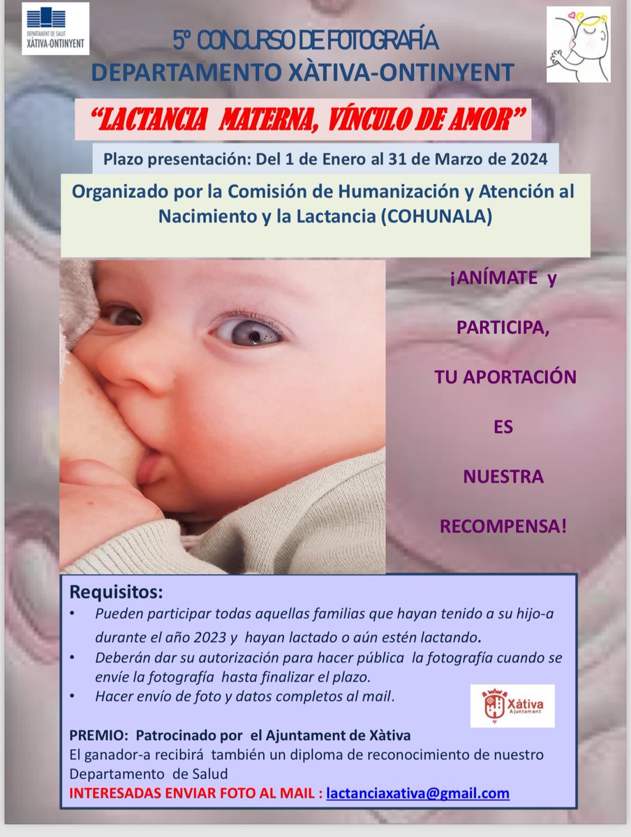 💫📸Concurso anual de #fotografía sobre #LactanciaMaterna de nuestro departamento de Salud 🤱🏽
<a href="/GVAdsxo/">SalutXativaOntinyent</a>