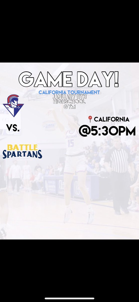 LadyHoopsMHS's tweet photo. Game Day as the Lady Spartans take on Battle in the semifinals of the California Tournament. https://t.co/nSztU4dGBY
