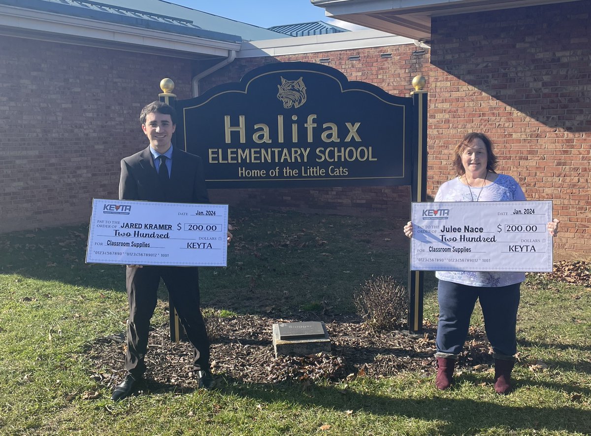 keytapa's tweet photo. Please join us in congratulating Tyler Kramer and Julee Nace, outstanding educators from the Halifax Area School District, who have been selected as two of our awardees in our Keystone Teachers Association Classroom Grant Program! https://t.co/RQlOg6Yha4