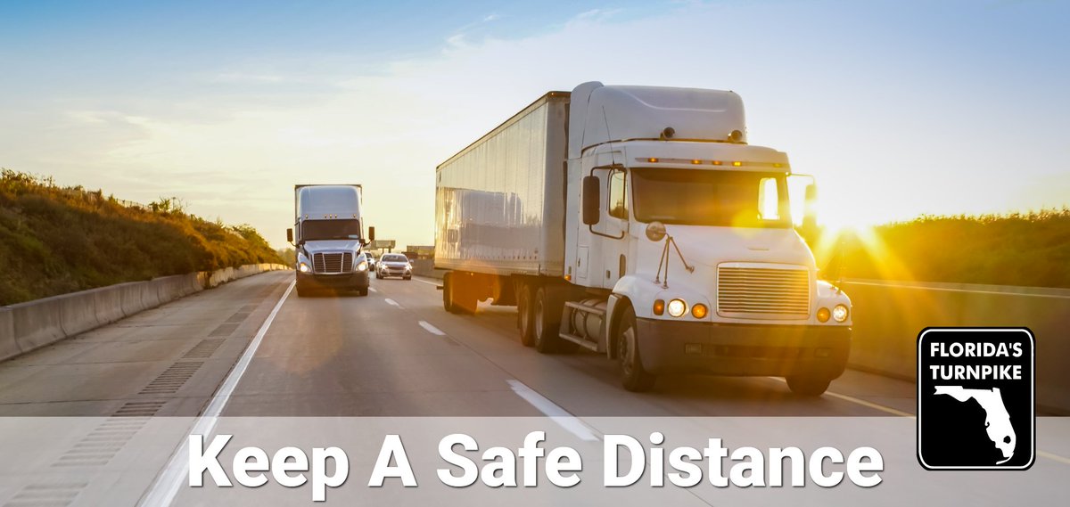 FloridaTurnpike's tweet photo. Sometimes the three-second rule is not enough. Remember to always keep a safe distance - Safety first! #KeepASafeDistance. https://t.co/rA5n1kGozB