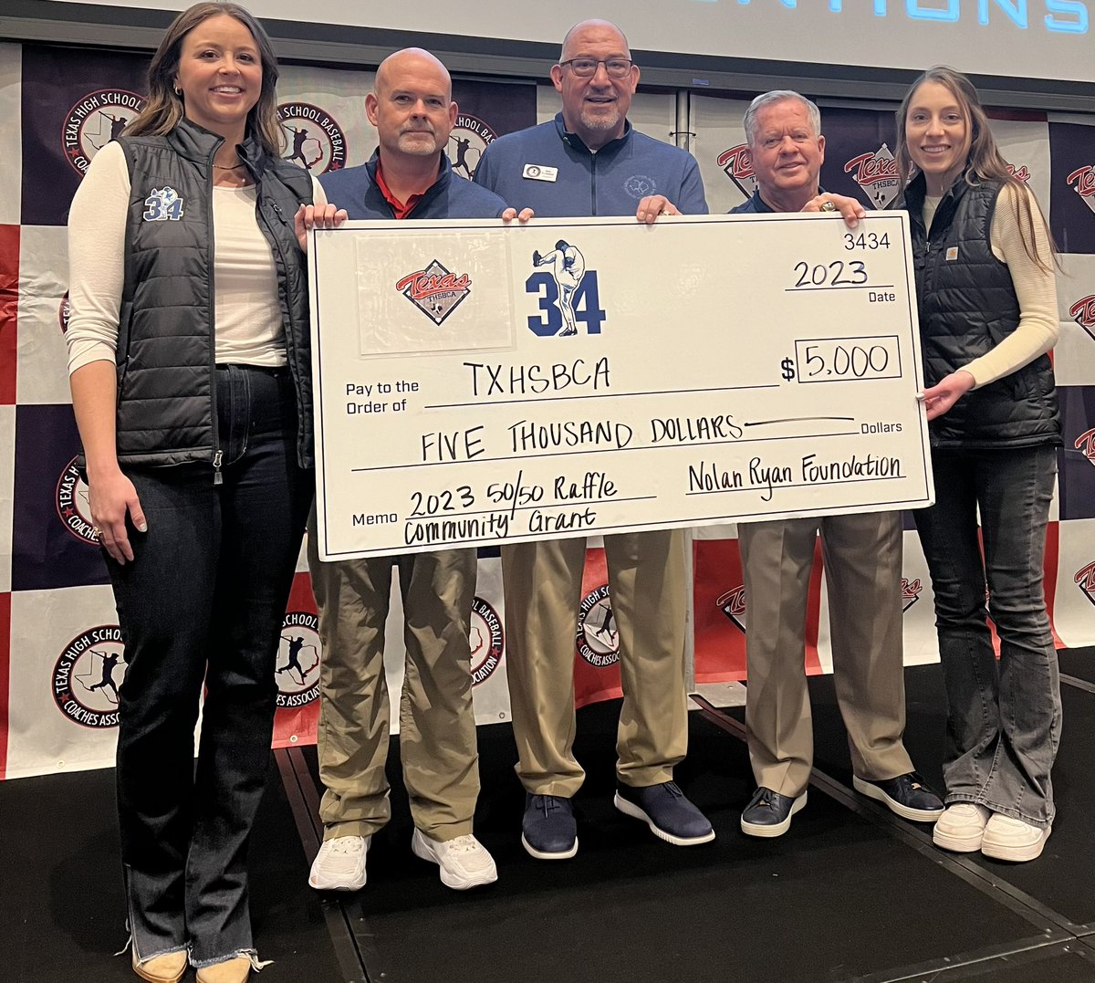 @thsbca is Honored to receive the Nolan Ryan Foundation 2023 grant … #convention’24