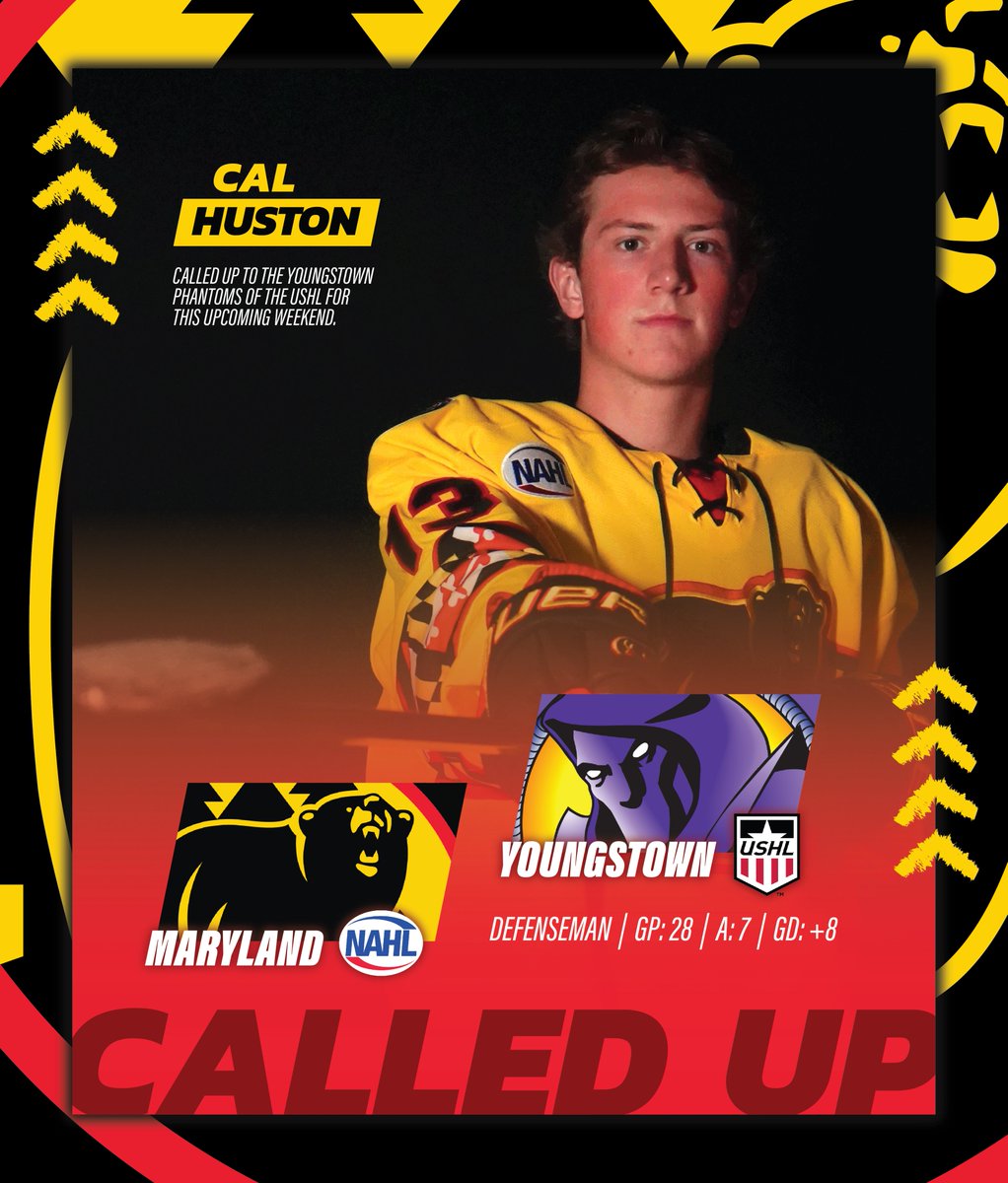 Cal Huston getting the Call Up this weekend for the <a href="/YtownPhantoms/">Youngstown Phantoms</a> 👏 Congratulations to the Youngstown, OH native who's shown great poise and control on the blue line this season thus far! 

#MarylandBlackBears | #NAHL