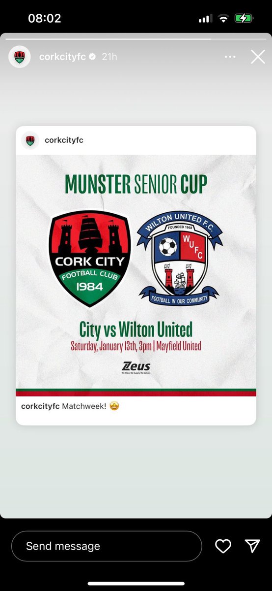 Best of luck to Wilton United v @CorkCityFC in the @MunsterSenLgue cup