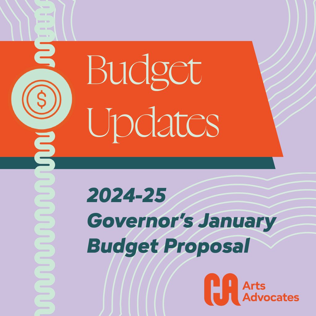CAfortheArts's tweet photo. Funding for arts and culture is critical for California to realize its goals for economic prosperity, equity and opportunity for all.  Take a moment to read about the 2024-25 January budget proposal on California Art Advocate’s new website here: https://t.co/LFmPSCmm6v https://t.co/LuqRN5XWHx