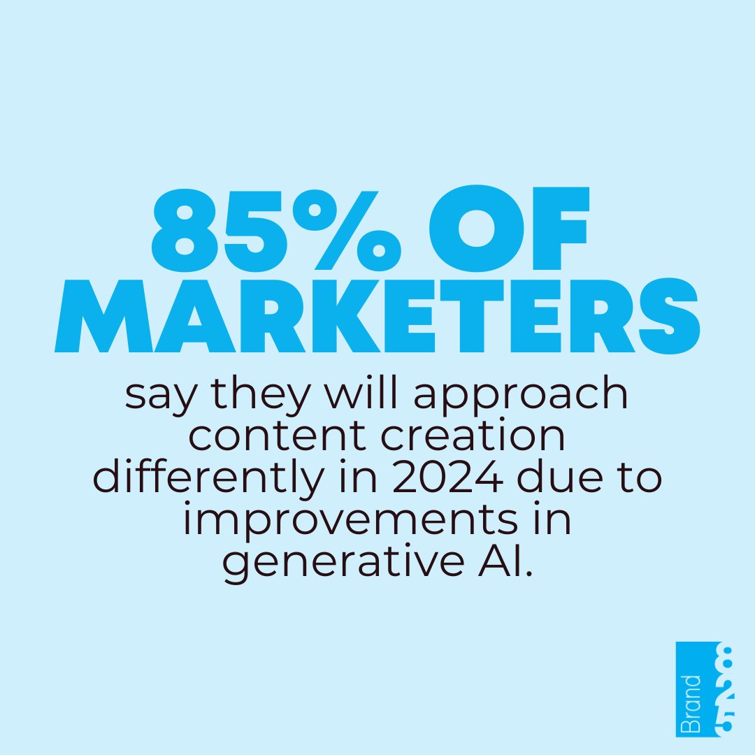 brand825's tweet photo. Did you know? 2024 will showcase a lot of changes in the marketing world, and the use of AI is at the top of the list. Do yourself a favor and learn how you can embrace the age of AI and use it to craft compelling content. #marketing #AIinmarketing #AI #artificialintelligence https://t.co/XhqThGqDTa