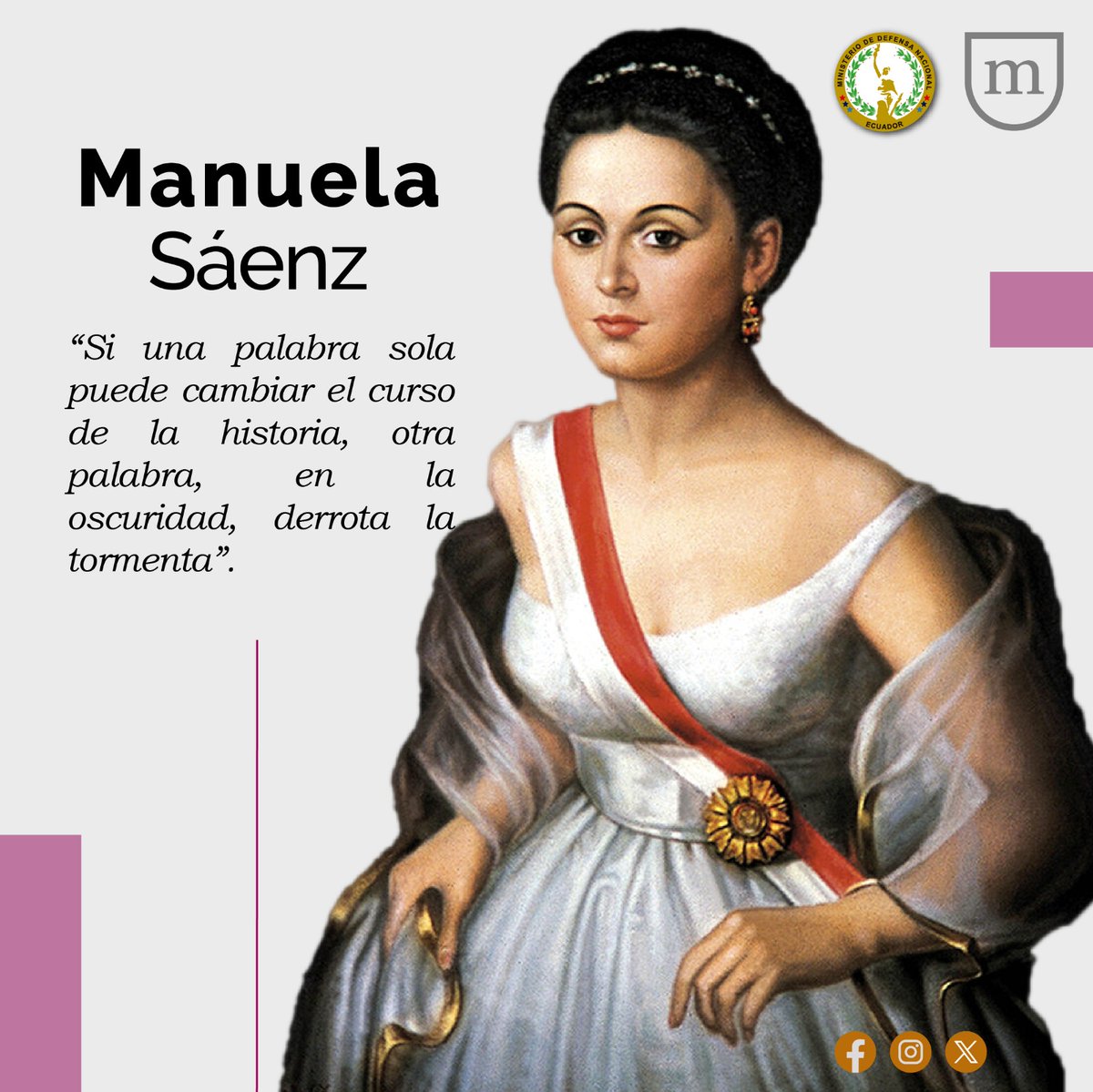 MuseosDefensaEC's tweet photo. Frases célebres de #ManuelaSáenz https://t.co/L4U2c9Ryra