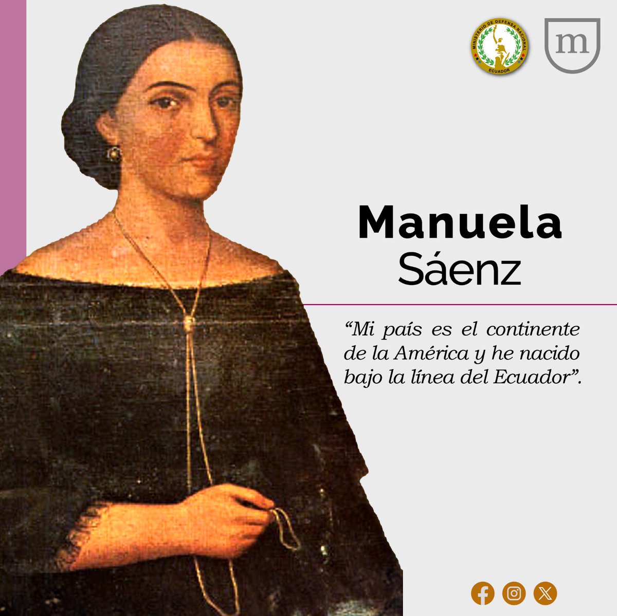 MuseosDefensaEC's tweet photo. Frases célebres de #ManuelaSáenz https://t.co/L4U2c9Ryra