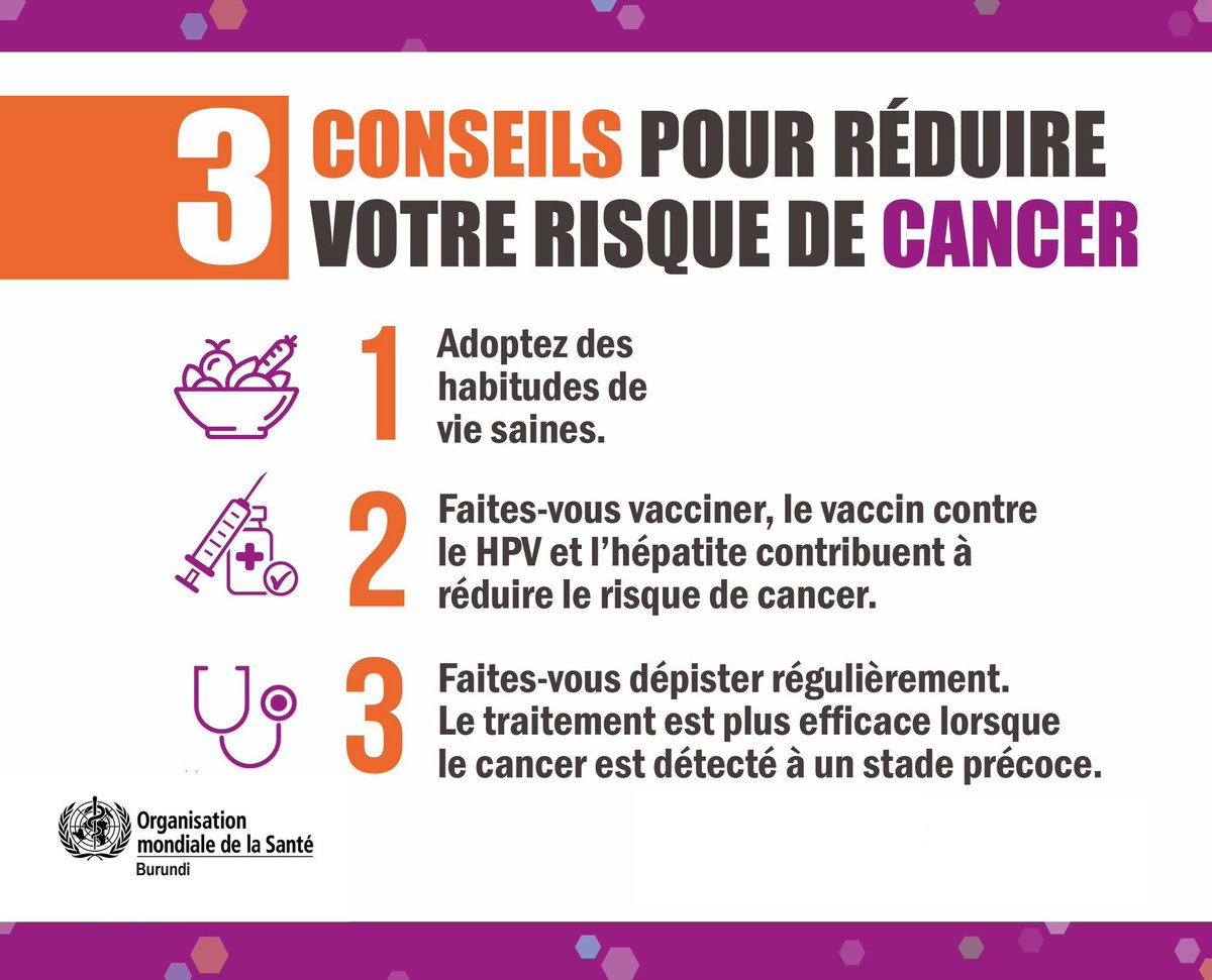 upsc222's tweet photo. Comment s’y prendre pour réduire le risque de Cancer? @upsc222 vous propose des solutions. 
@TCABurundi @DrCrespin @WhoBurundi @mspls_bdi https://t.co/udridAME1G