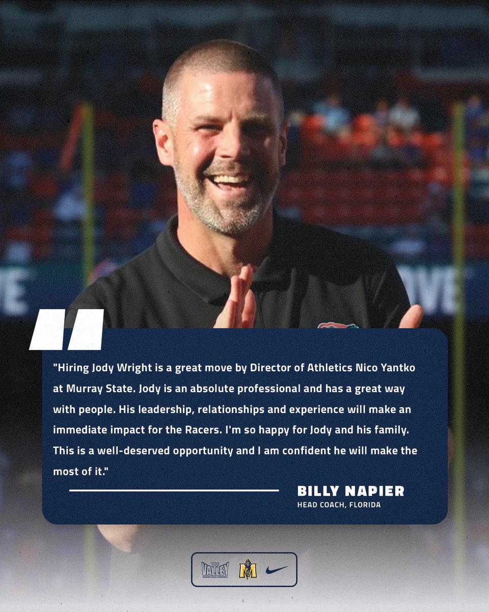 racersfootball's tweet photo. 🗣️ 𝗪𝗵𝗮𝘁 𝗧𝗵𝗲𝘆 𝗔𝗿𝗲 𝗦𝗮𝘆𝗶𝗻𝗴

"An absolute professional and has a great way with people." 

- Florida Head Coach Billy Napier on @WrightJody 

#GoRacers🏇 https://t.co/3O2IOkcwMJ