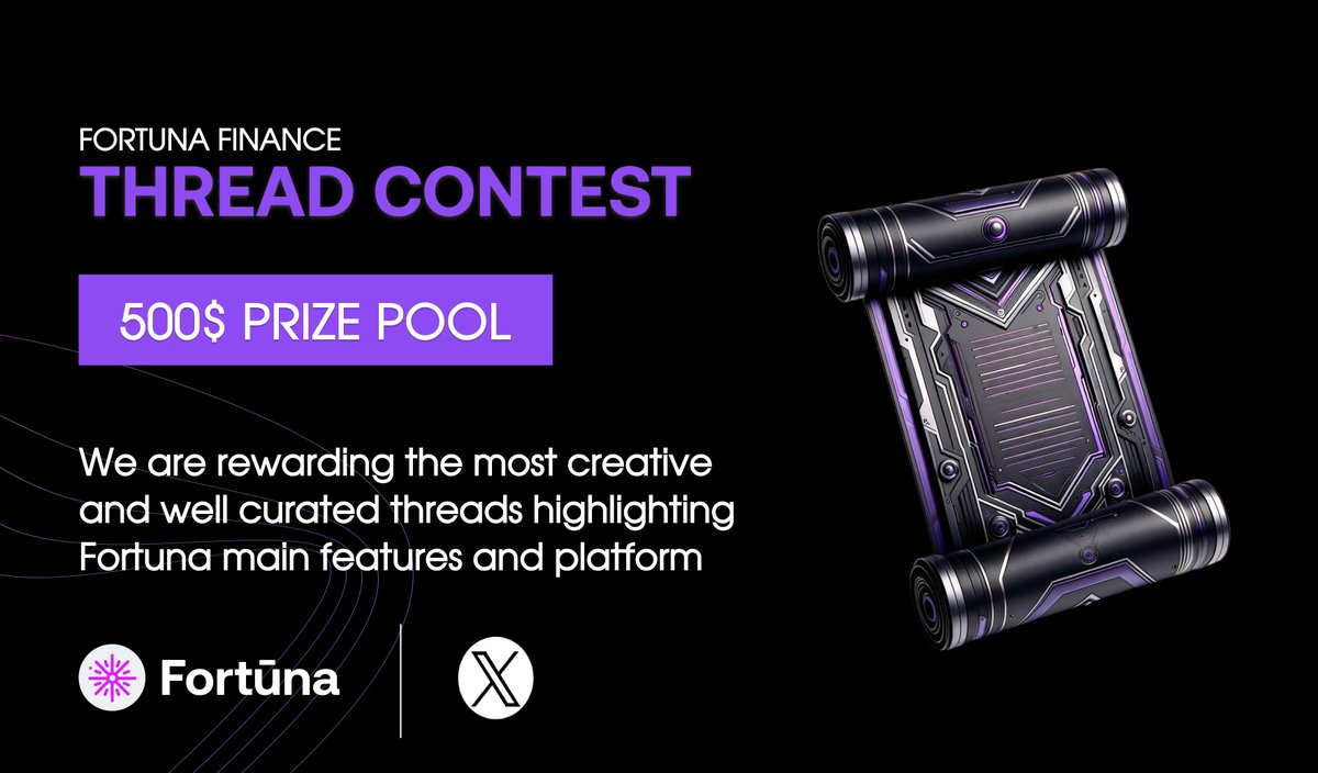 fortunafi_io's tweet photo. Fortuna Finance Thread Contest is here! 

How to Enter The Quest::
🚀 Explore our whitepaper: https://t.co/SWKVcsrhcz 

🚀Creatively showcase our platform unique features via a accurate and well designed thread with following hashtags.
🏆✨ #FortunaThreadContest #DeFiInnovation

🚀Remember, accuracy & creativity is key! Make sure your explanations are clear and on point.
Brand love is vital! Use Fortuna's signature colors to make your thread shine.

The Reward:
-500 usdt Prize pool (30 usdt to each winner) 
- Bonus glory: Get featured on Fortuna Finance's official channels!
The Timeline:
Contest Period: January 12 - February 5, 2024

Follow Fortuna Finance on Twitter: [@fortunafi_io ]
Create your thread using the hashtag #FortunaFinanceThreadContest
Tag @FortunaFinance in your thread

Let's see your knowledge mastery of our product!✨ Good luck, Fortuna Crusaders!