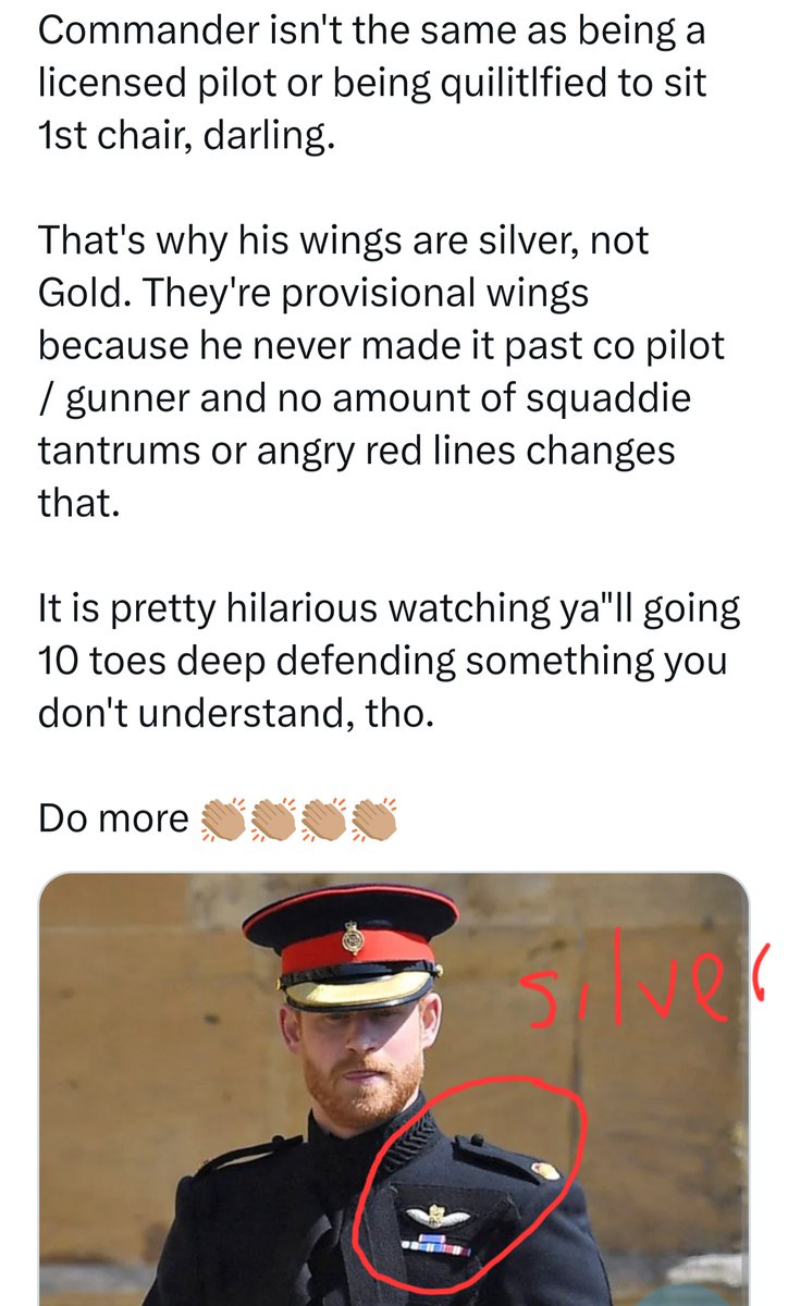 tbatde_tb's tweet photo. #FlopGunHarry The aviation legend with provisional wings
#FlopGunHarry has only sat in private jets for years whilst Prince William pilots his family around UK . Watch Wills (in pilot seat) https://t.co/rOSVt9Zvxbโฆ #DumbPrince never allowed to pilot a chopper alone. https://t.co/Z7ZmBeeFu2