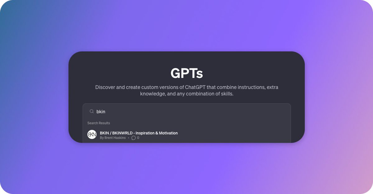 bkinwrld's tweet image. We are live on ChatGPT Store!

#chatgpt #chatgptstore #GPTStore #inspiration #motivation #bkin #bkinwrld